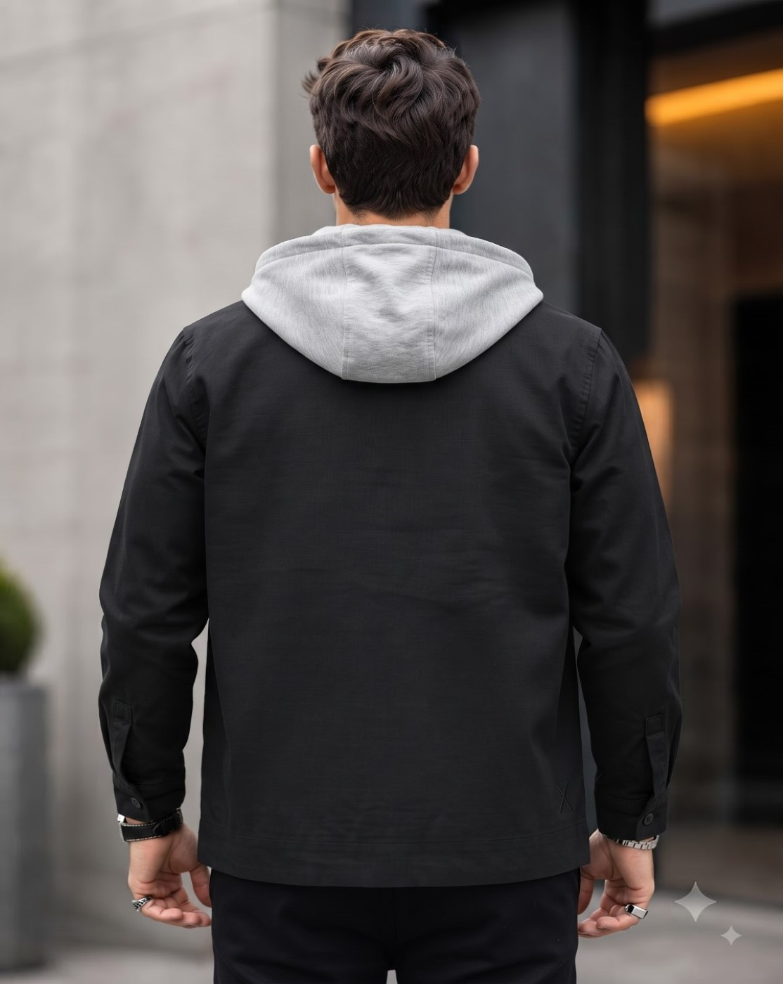 men hooded jacket (black grey)