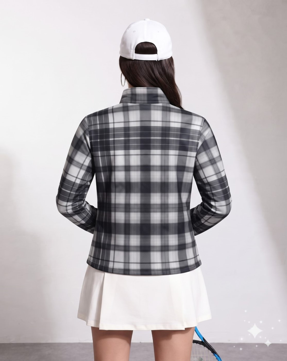 women check shacket (black white)