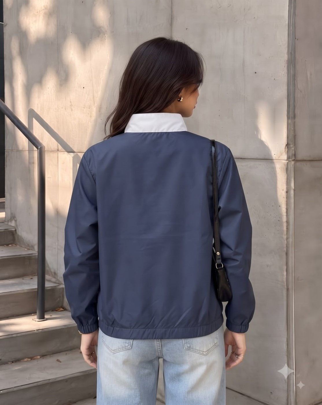 women windcheater jacket (navy white chevron)
