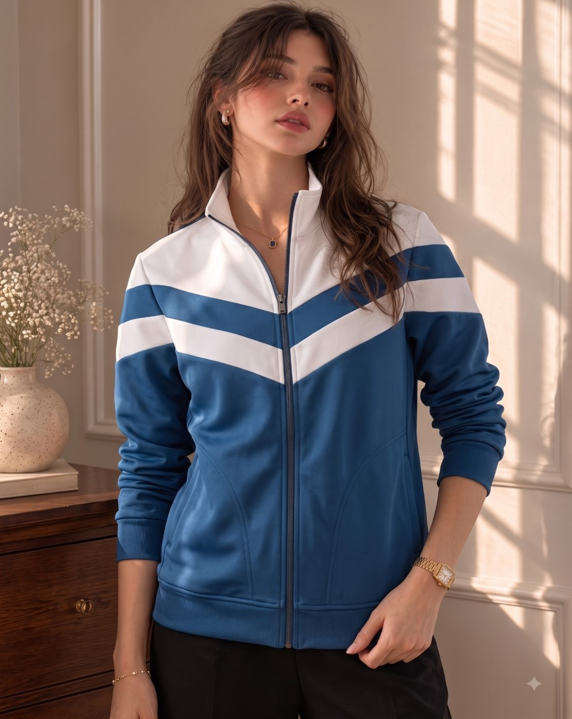 women track jacket (blue white)