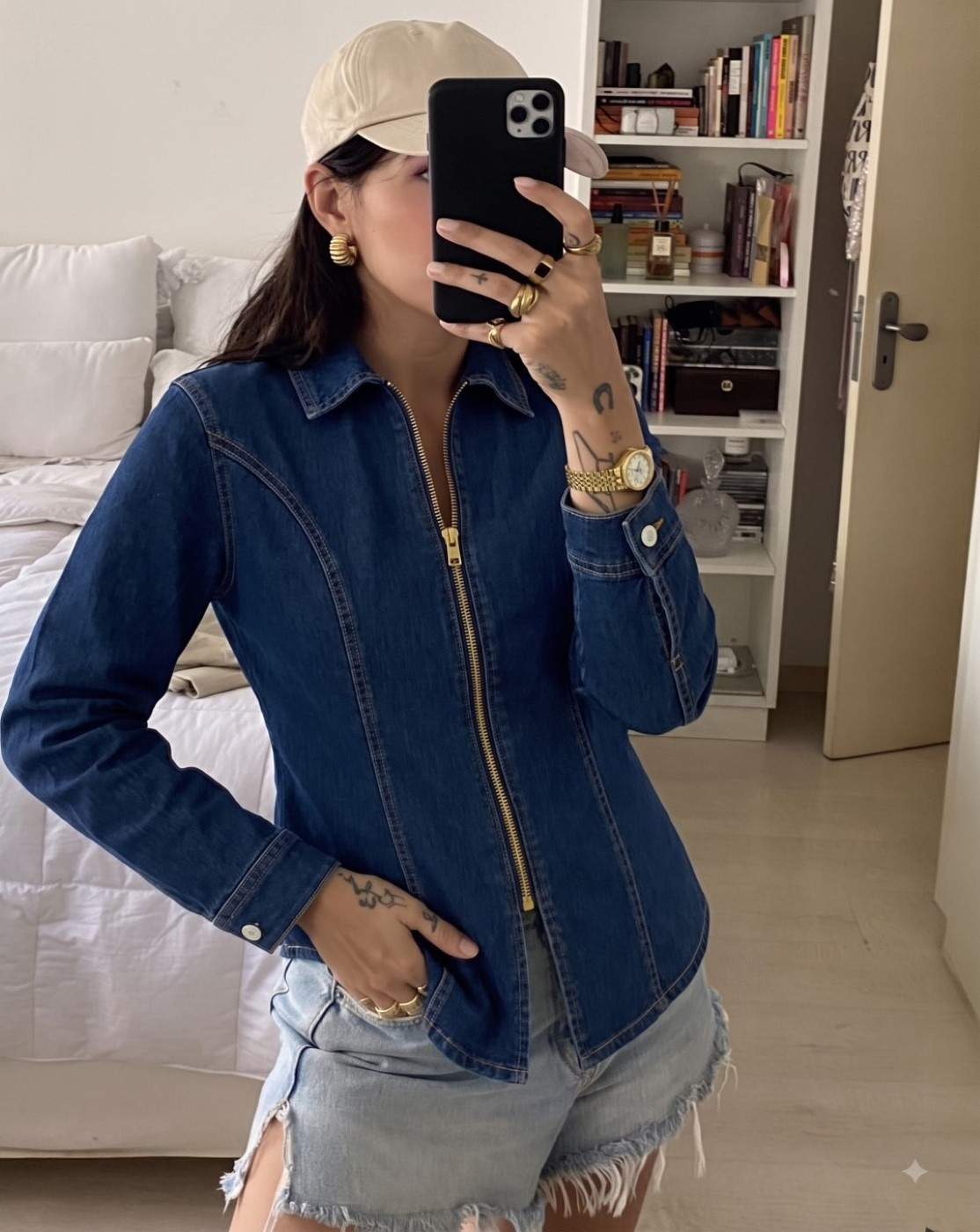 women denim zip jacket (blue)