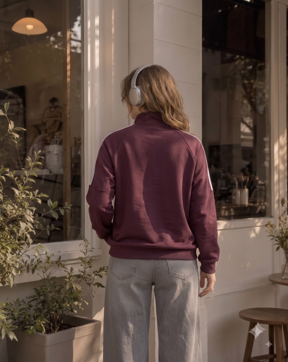 women half zip sweatshirt (maroon)