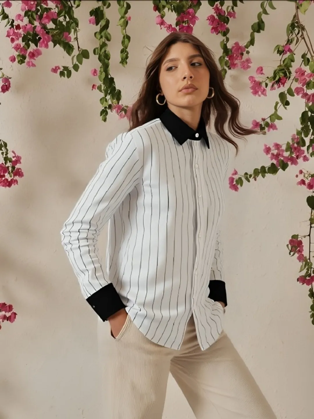 black contrast collar shir