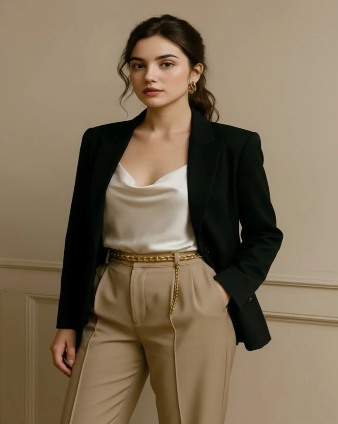 women classic black tailored office blazer