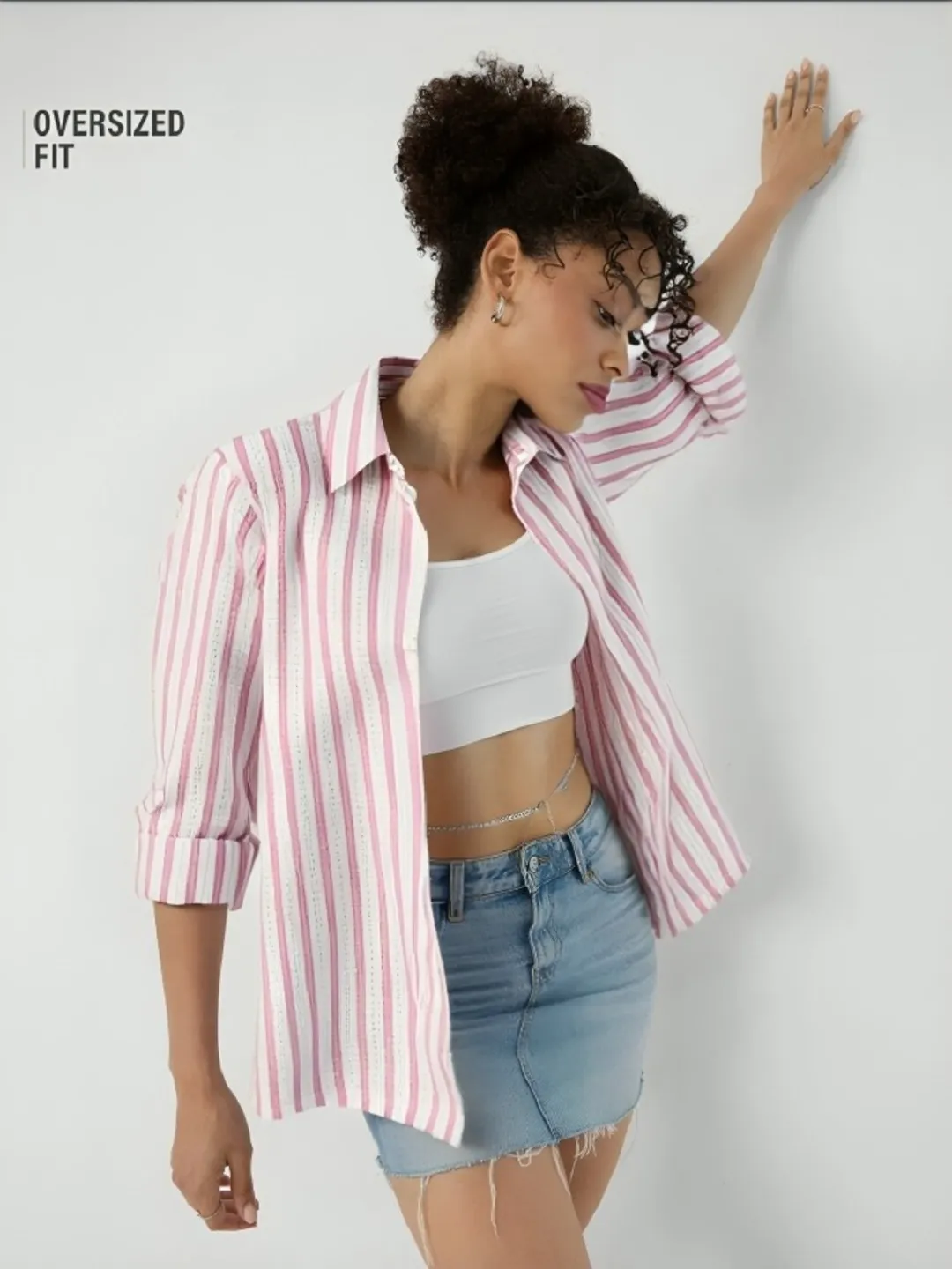womens pink crosia shirt
