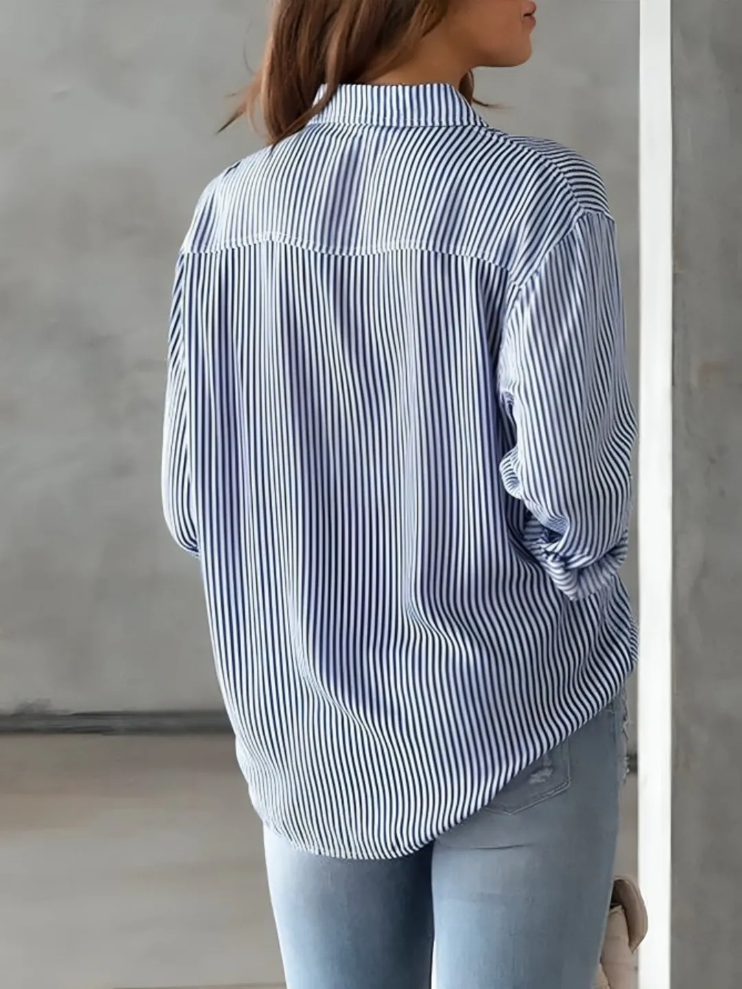 womens blue stripe shirt