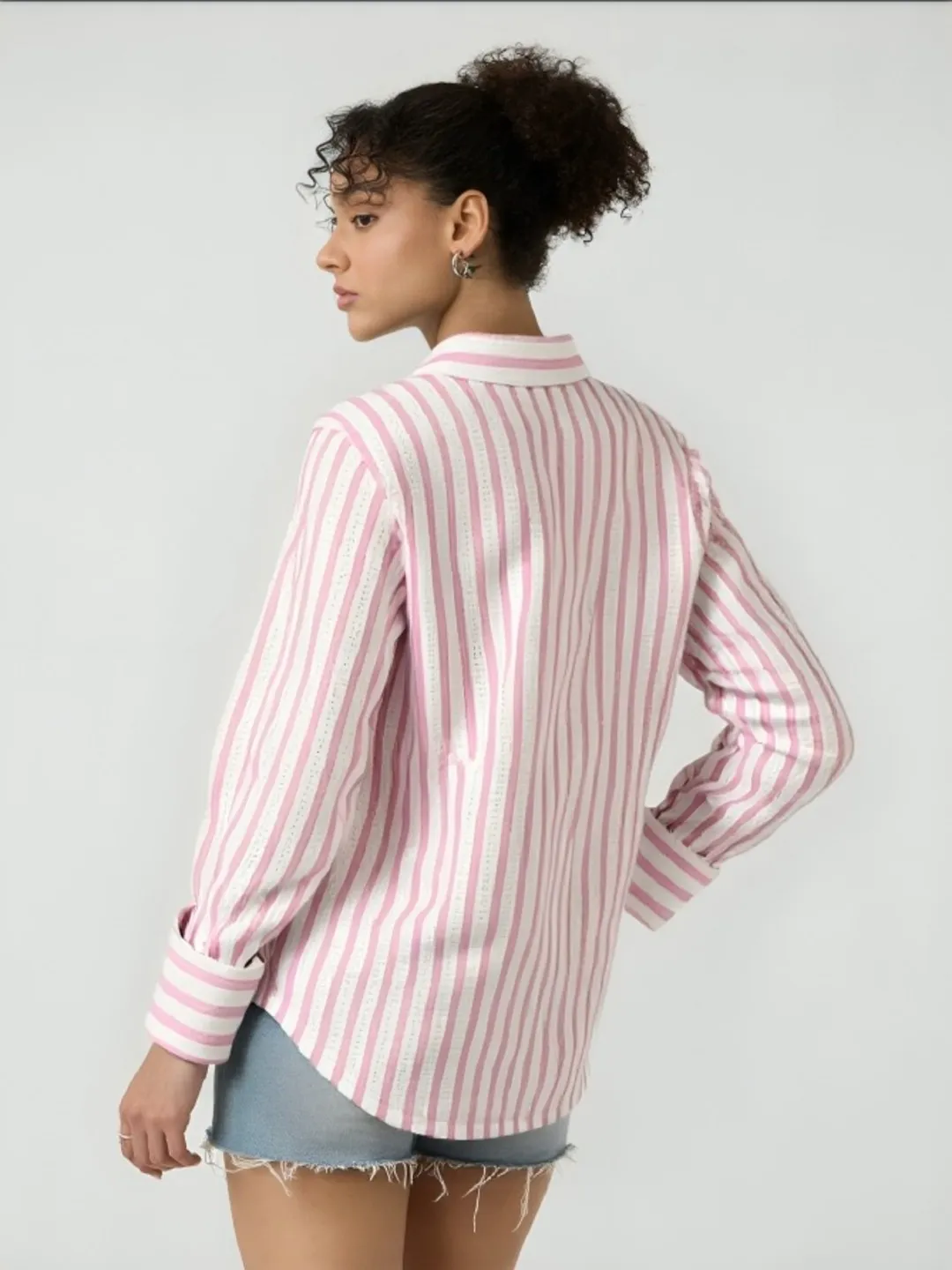 womens pink crosia shirt