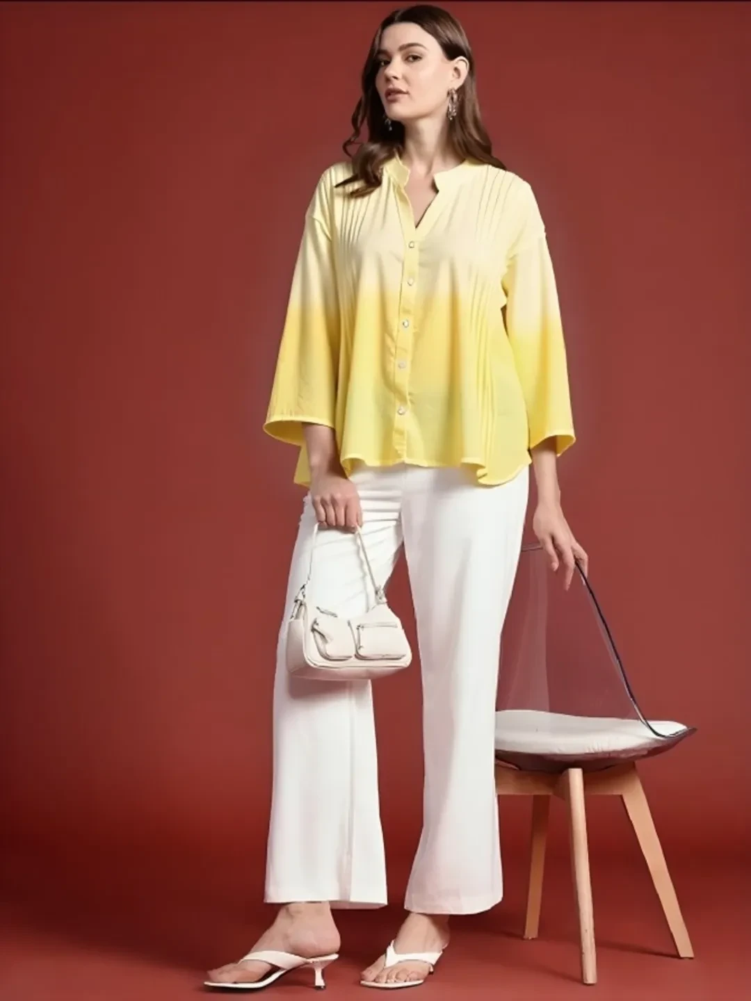 womens yellow ombre shirt